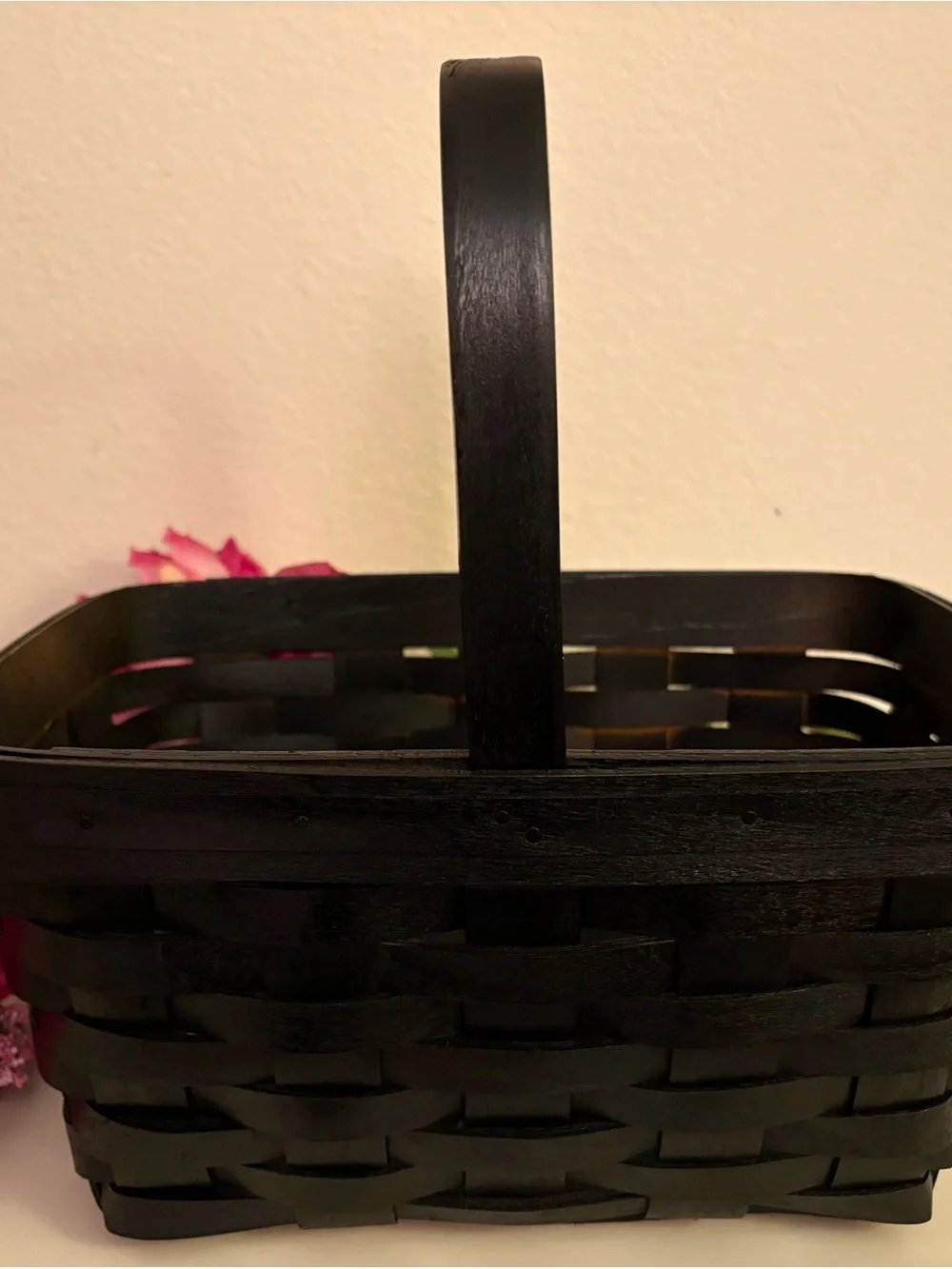 Vintage 1997 Longaberger Spring Basket Painted Black, Flowers Not Included